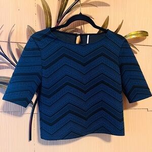 Willow and Clay Black and Blue Chevron Crop Top Size 0